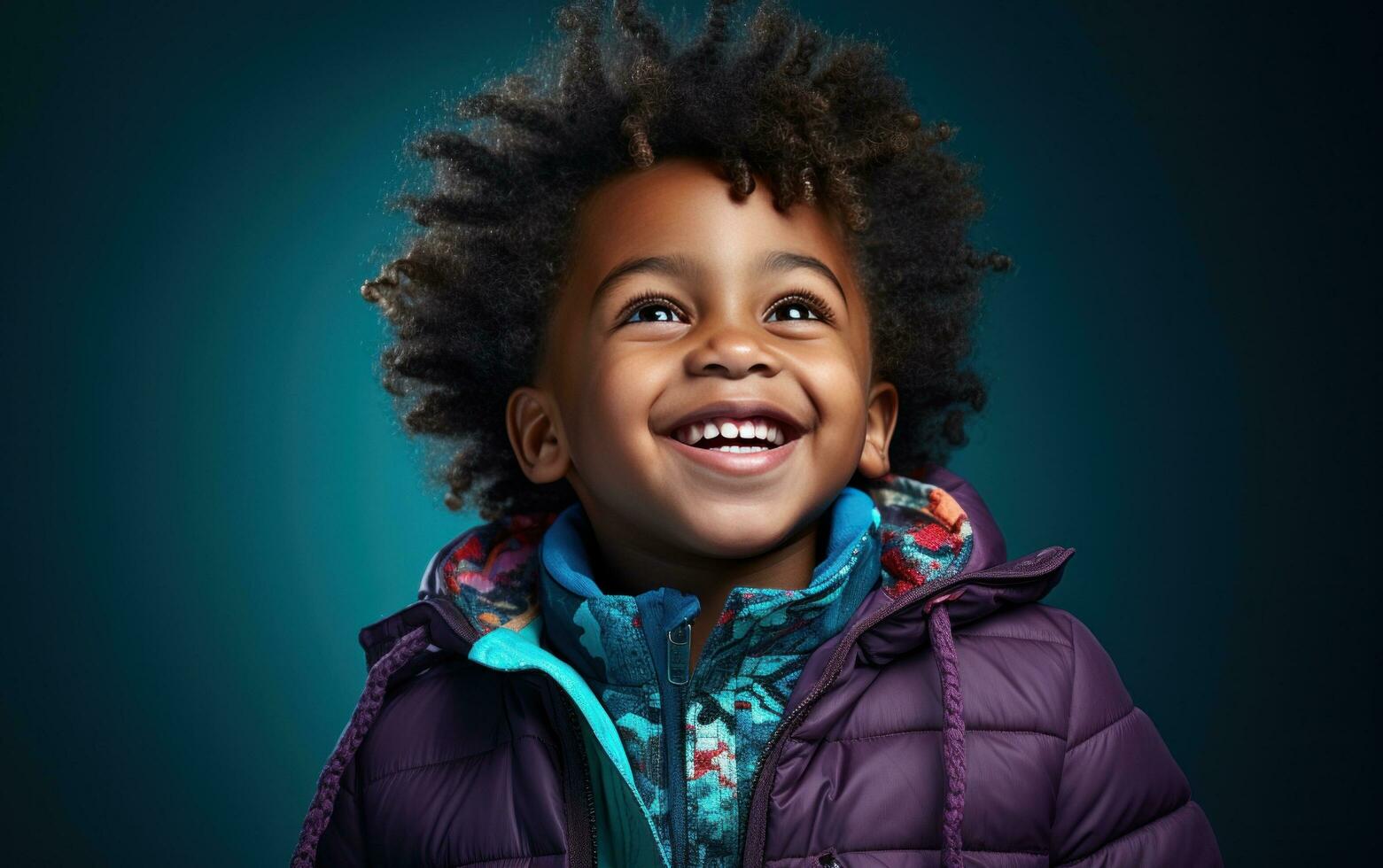 AI generated young african american small boy enjoying themselves on the shoulders, photo