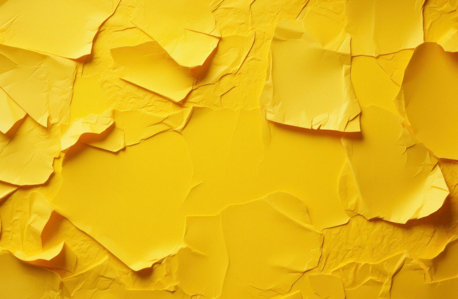 AI generated yellow paper with tears on white background, photo