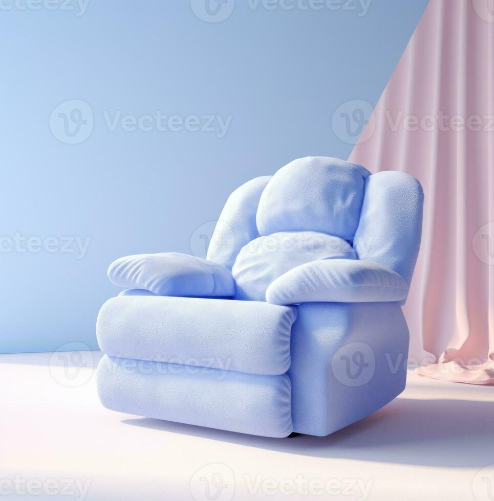 AI Generated a blue recliner chair with legs isolated photo