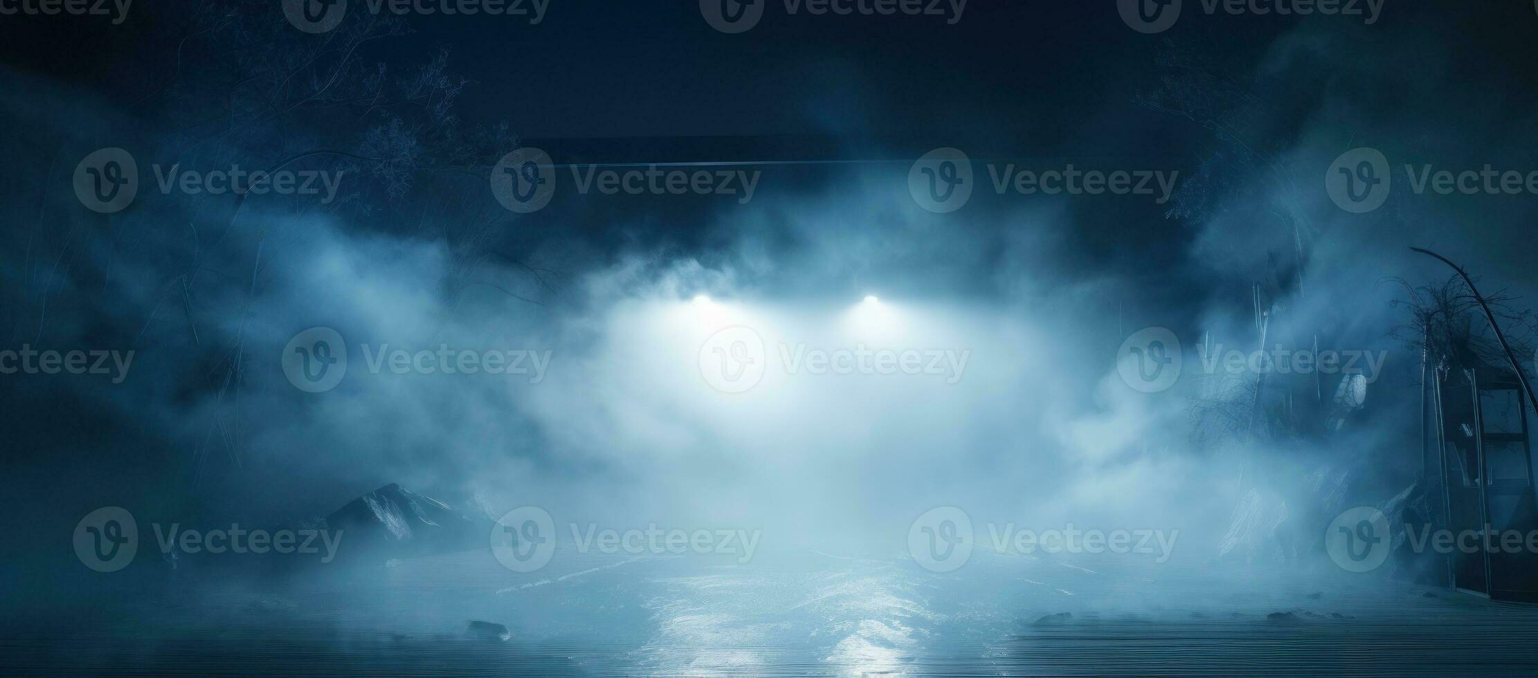 AI Generated a blue stage with two spotlights, photo