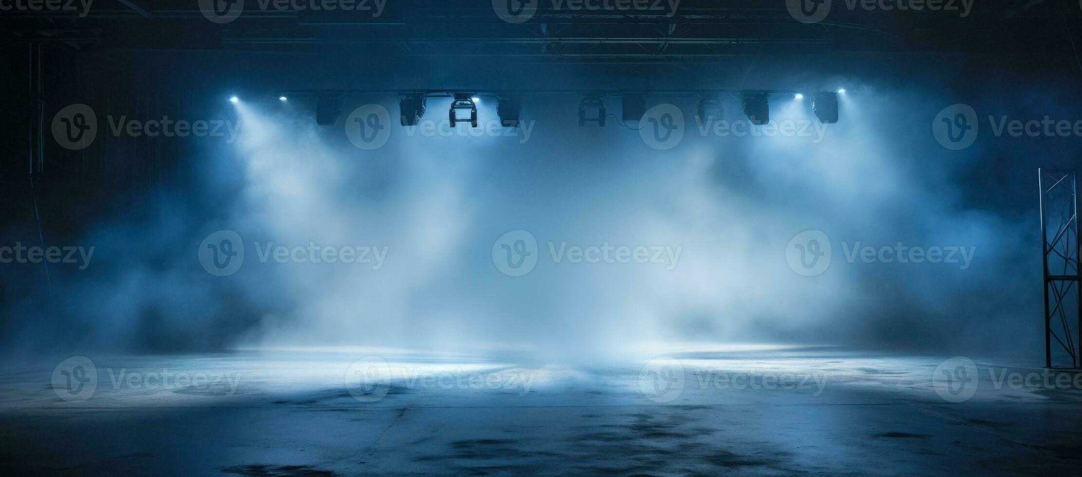 AI Generated a blue stage with two spotlights, photo