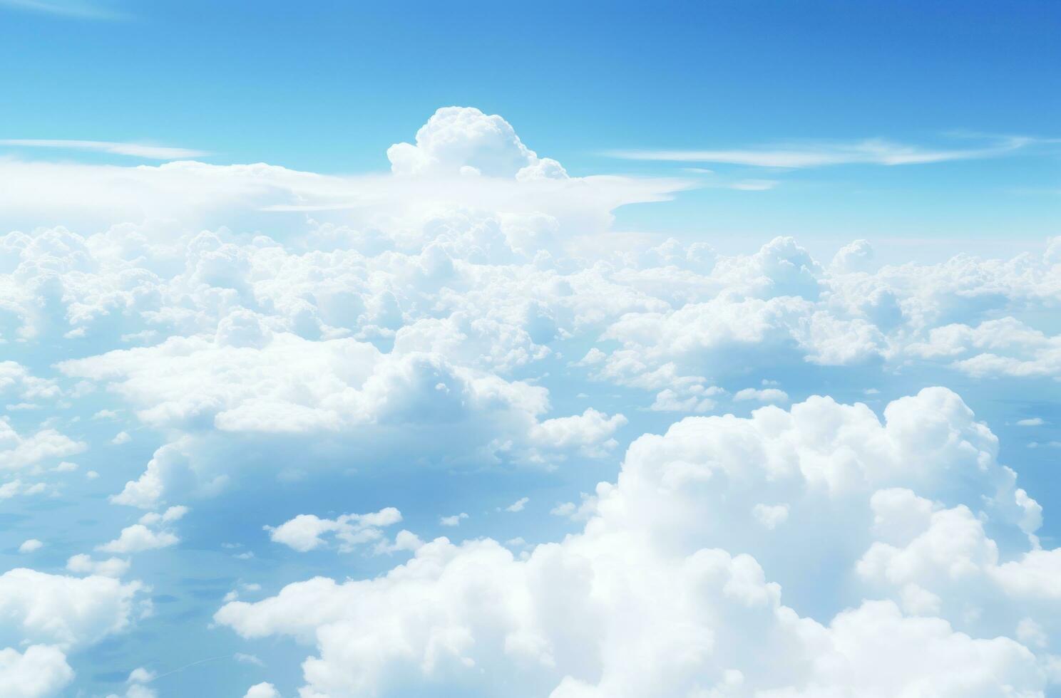 AI generated aerial view of white clouds near blue sky over skyline above the clouds photo