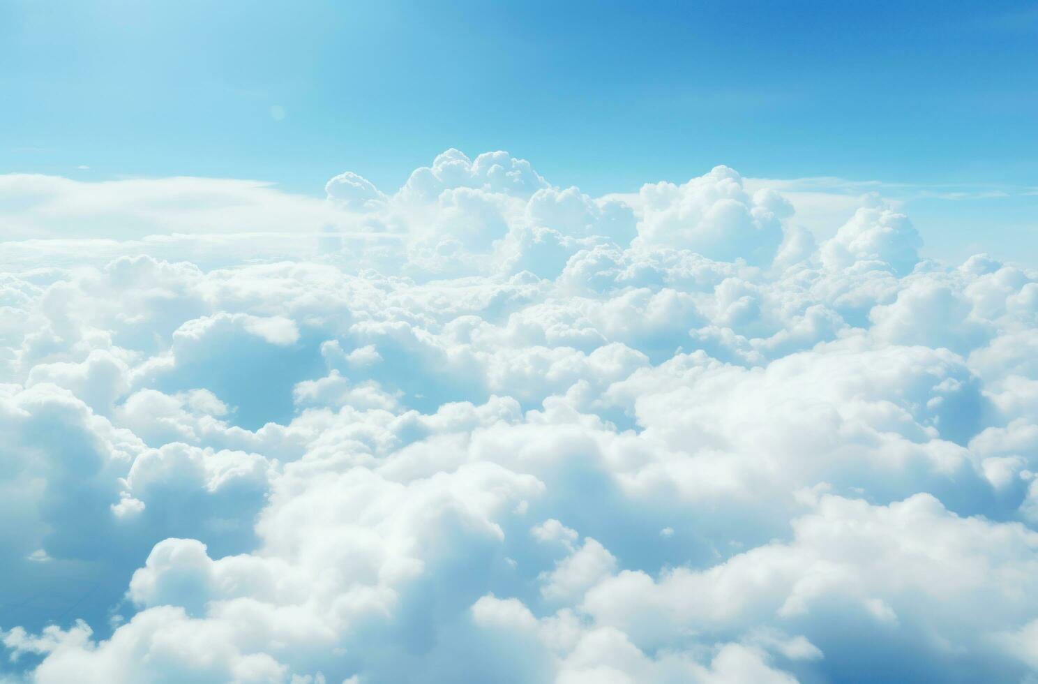 AI generated aerial view of white clouds near blue sky over skyline above the clouds photo