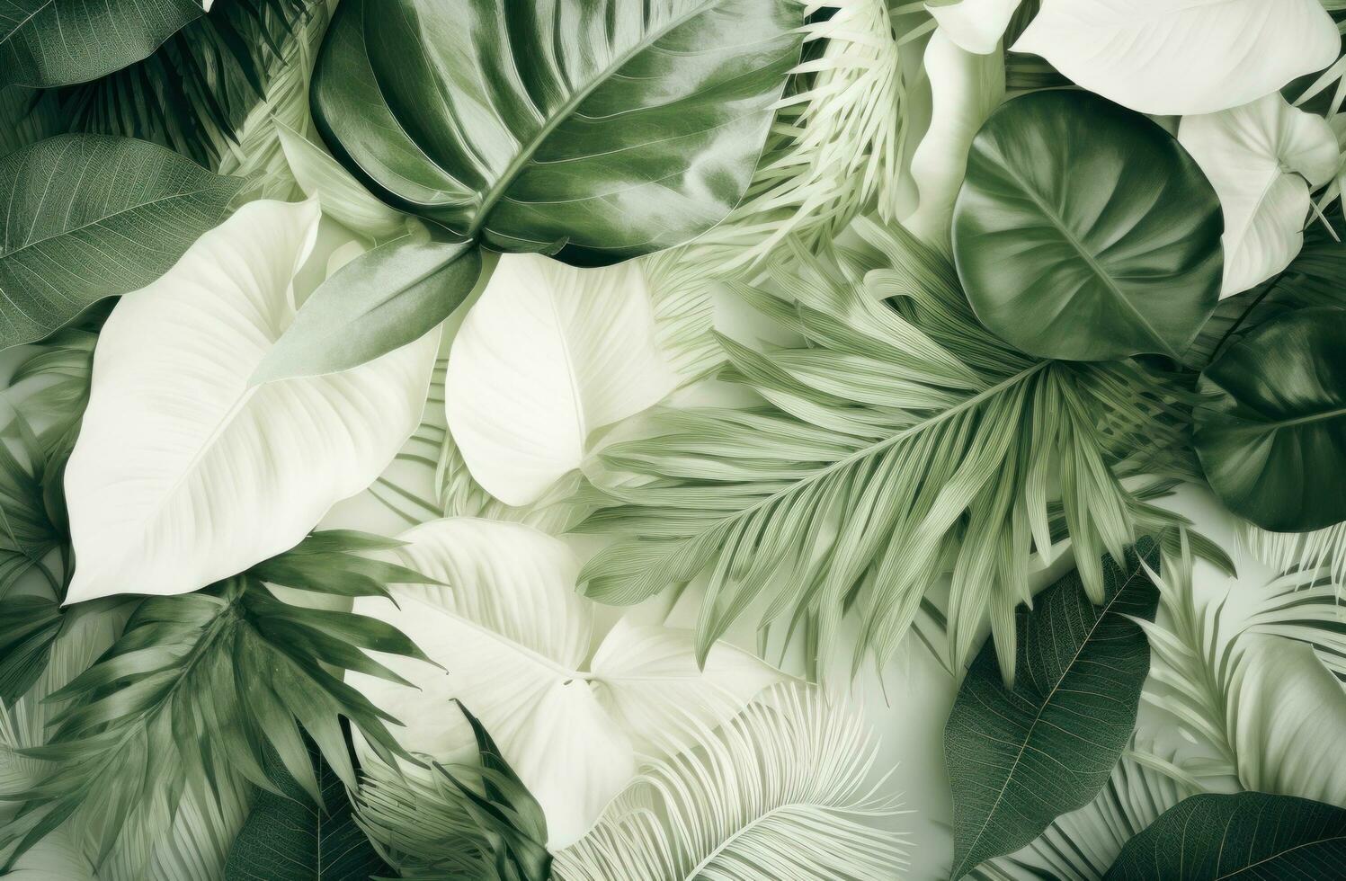 AI generated an arrangement of green leaves and leaves, photo