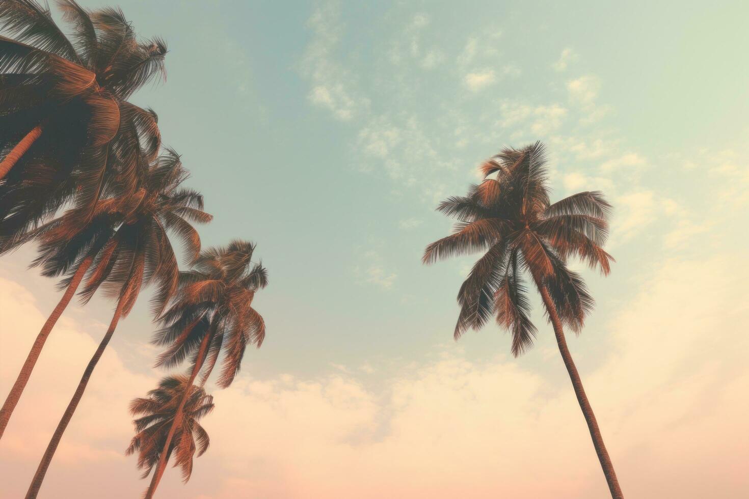 AI generated palm trees standing horizontally against the sky photo