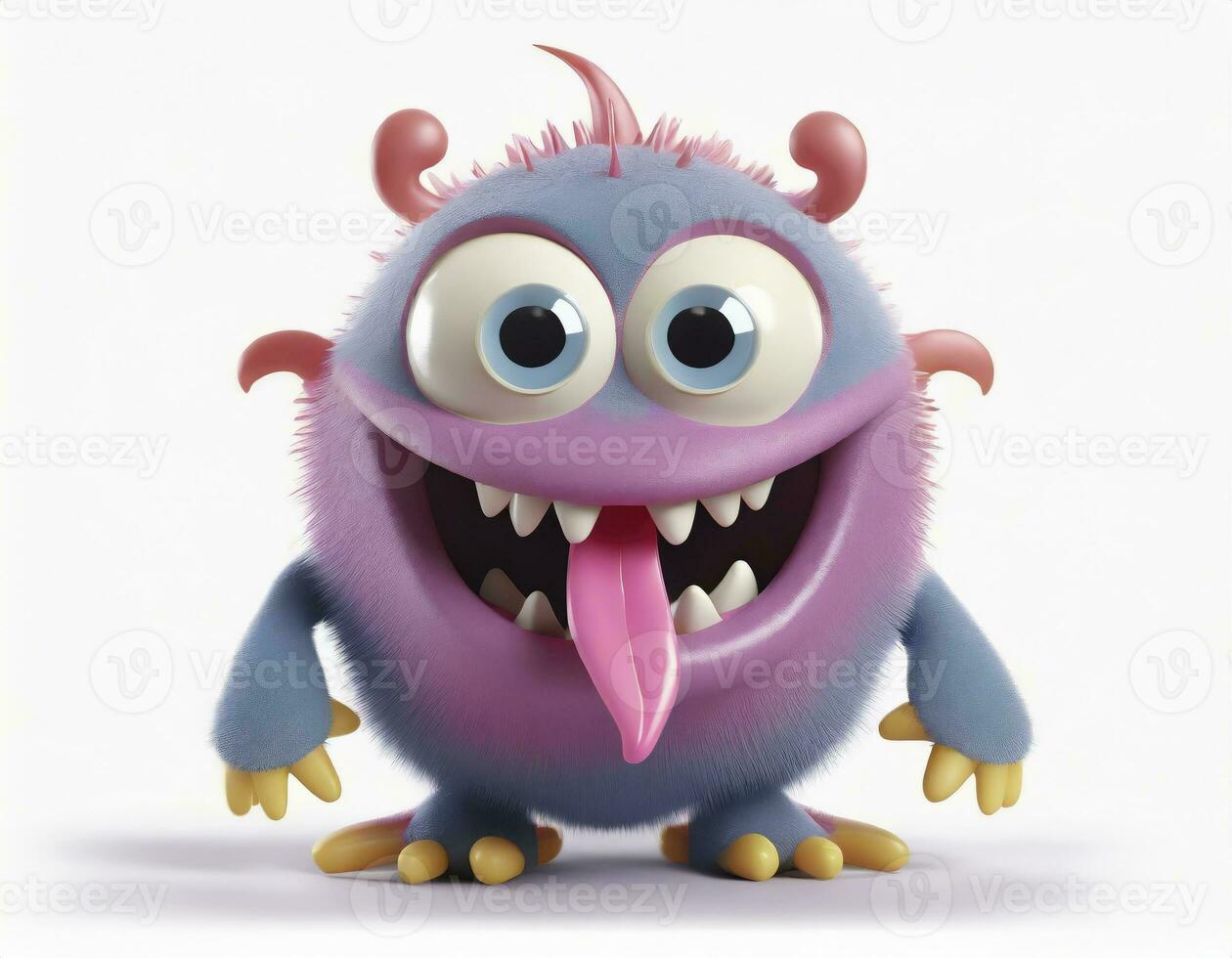 AI generated Tongue-Tied Monster. A Cute and Playful Creature Sporting a Long Tongue, Adding a Touch of Whimsy and Charm to Its Adorable Appearance. photo