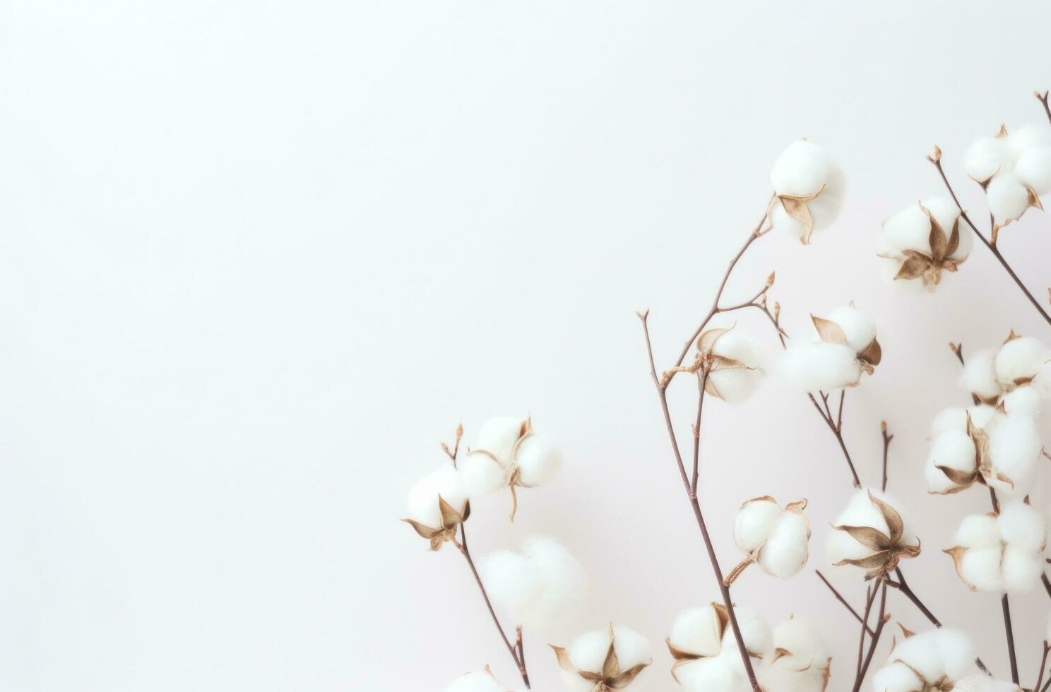 AI generated a white white frame with white cotton branches photo