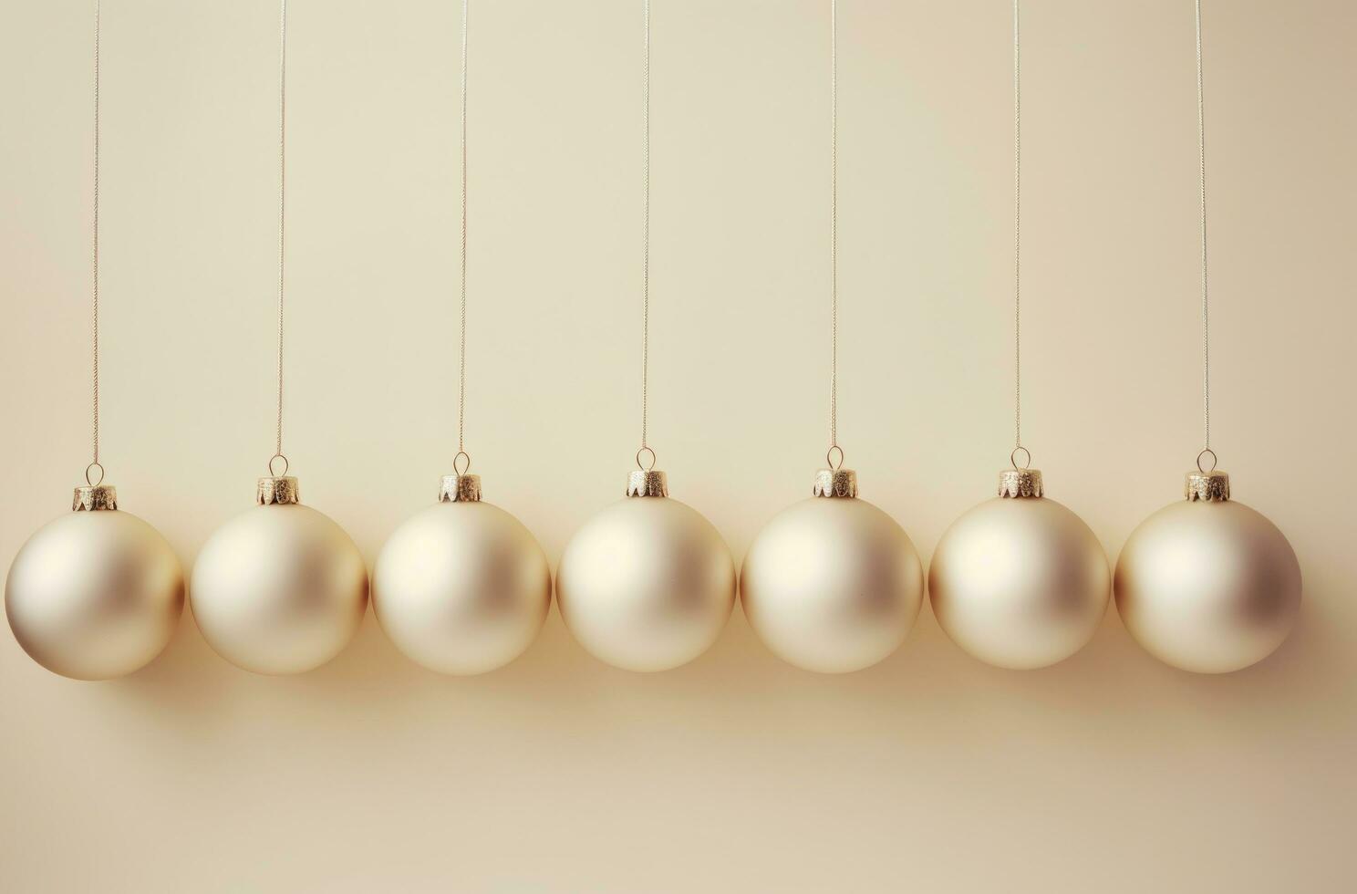 AI generated christmas baubles on a beige background photo