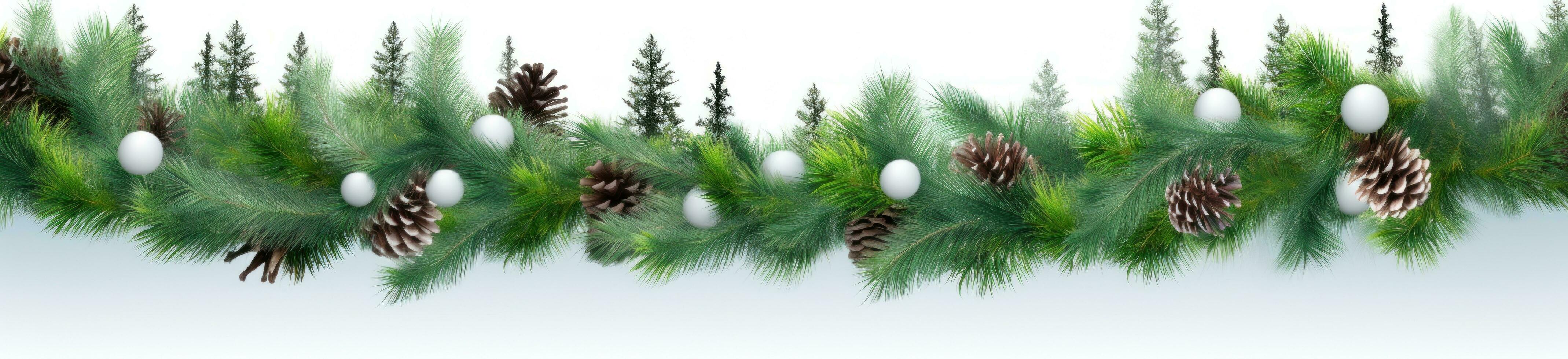 AI generated christmas background with fir balsam wreath isolated photo