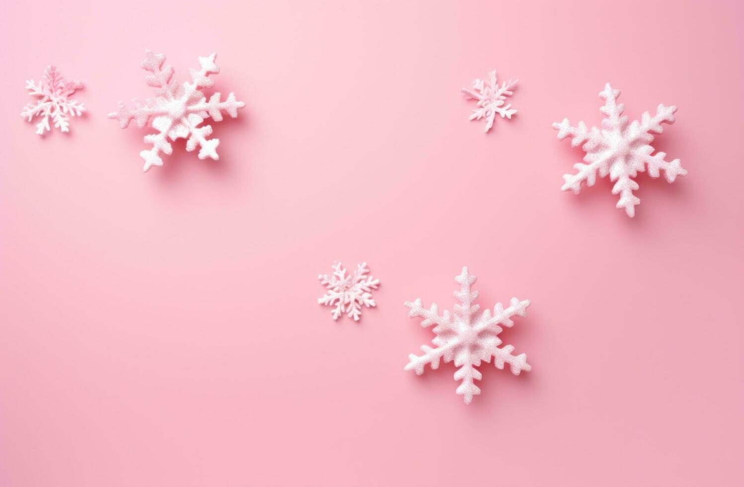 AI generated christmas snowflakes on pink background, photo