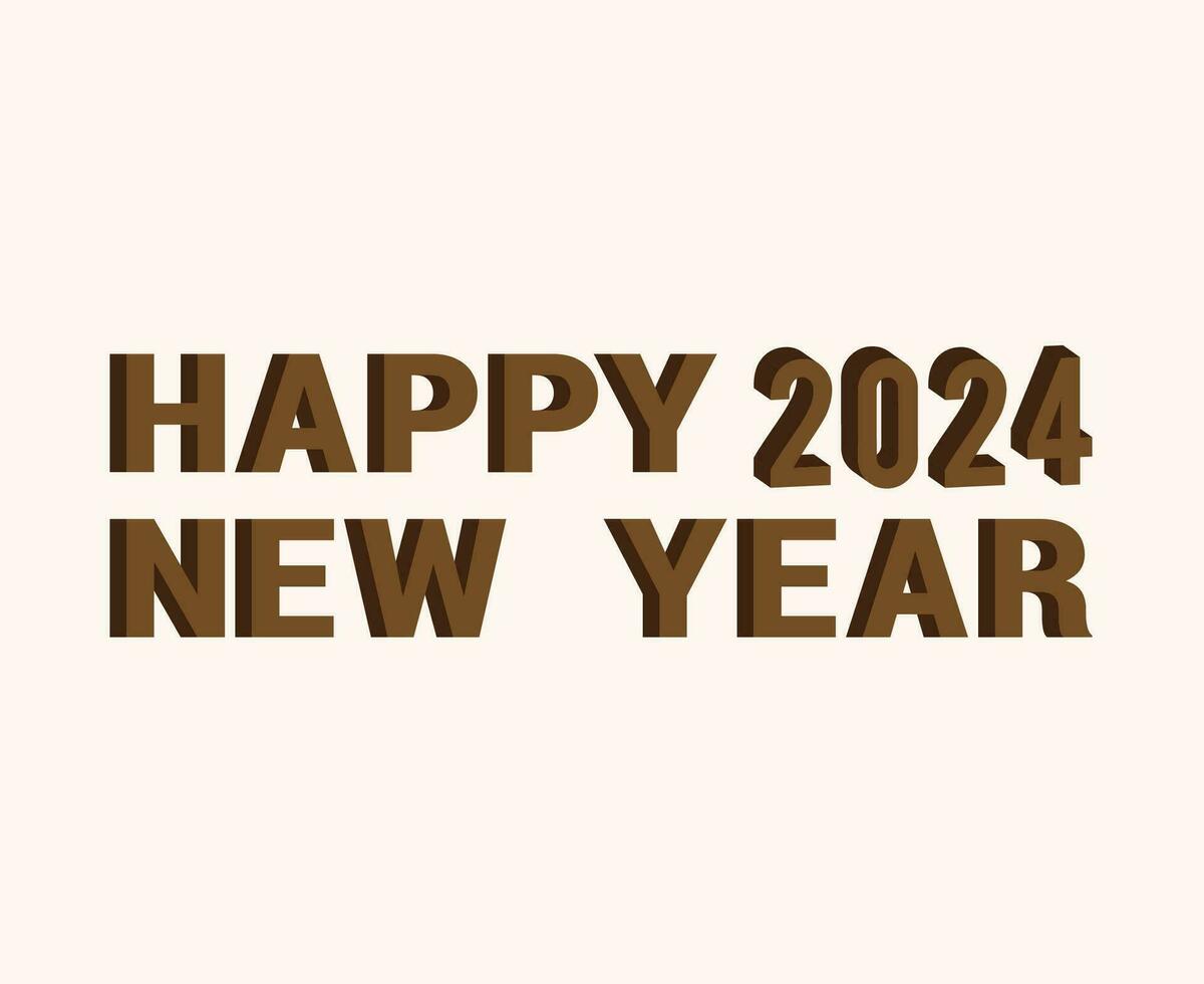 Happy New Year 2024 Abstract Brown Graphic Design Vector Logo Symbol Illustration