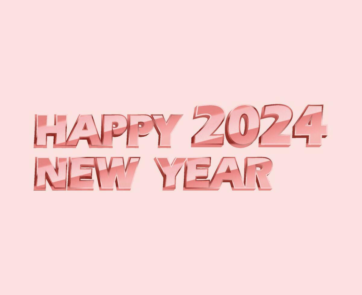 Happy New Year 2024 Abstract Pink Graphic Design Vector Logo Symbol Illustration