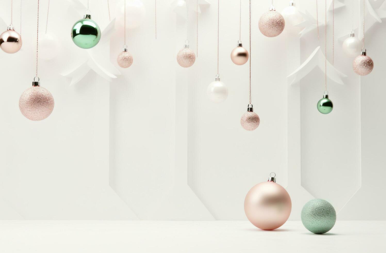 AI generated decorations on a white background with christmas tree photo