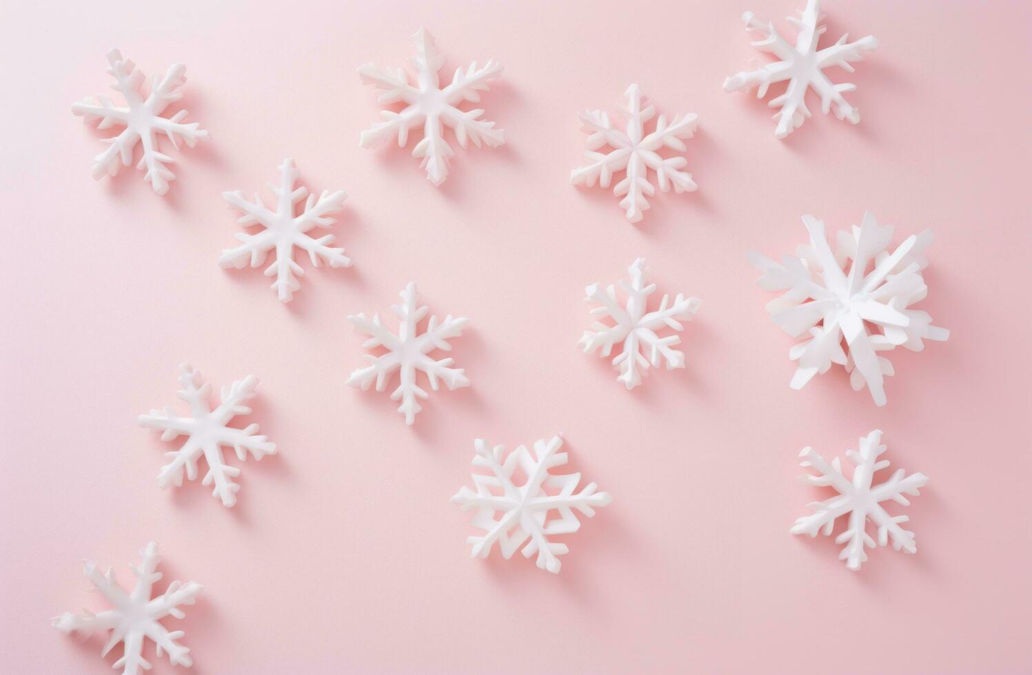 AI generated christmas snowflakes on pink background, photo