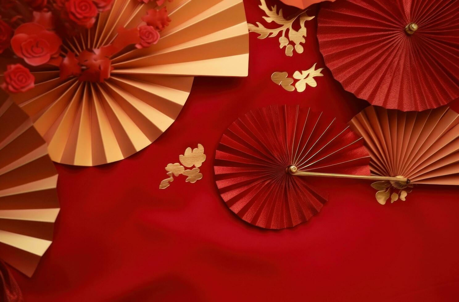 AI generated decorating with paper fans, paper lanterns or paper streamers, photo