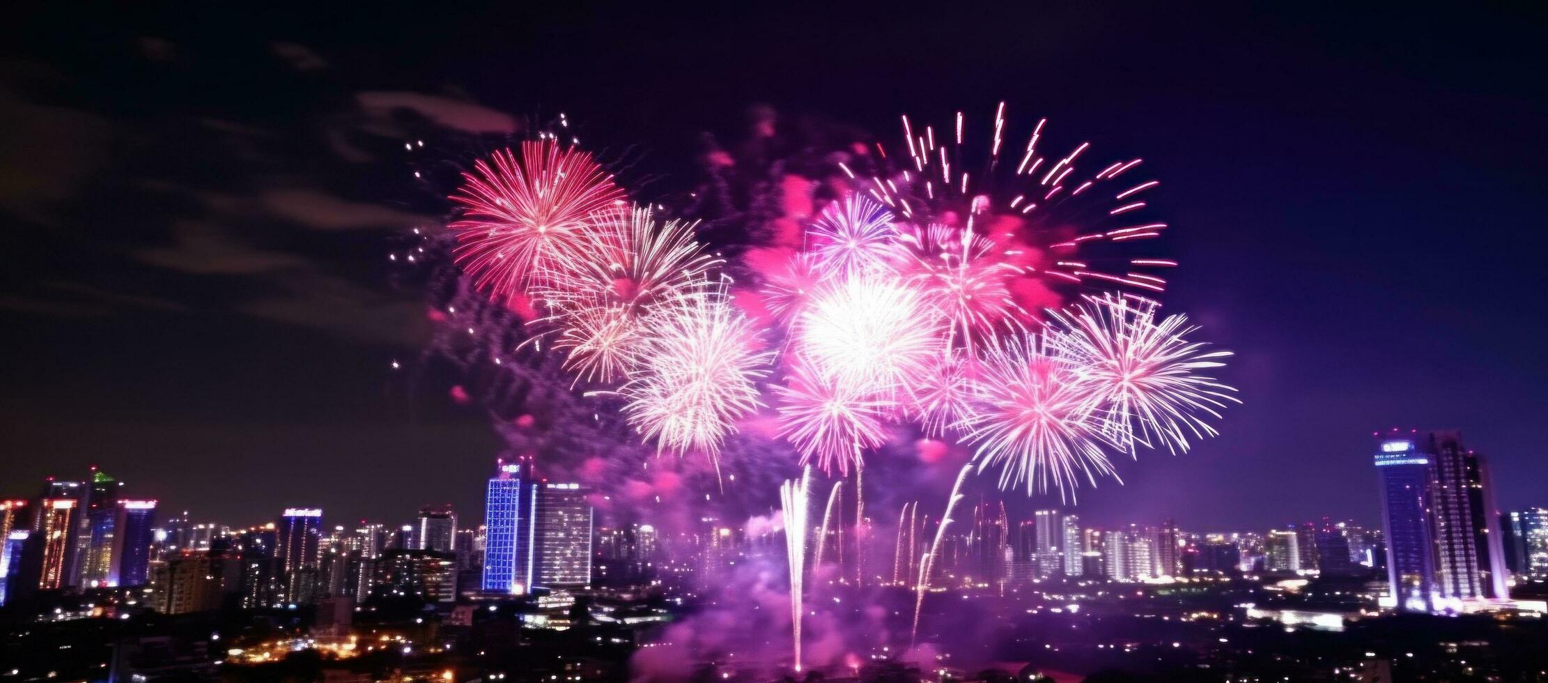 AI generated fireworks over the city photo