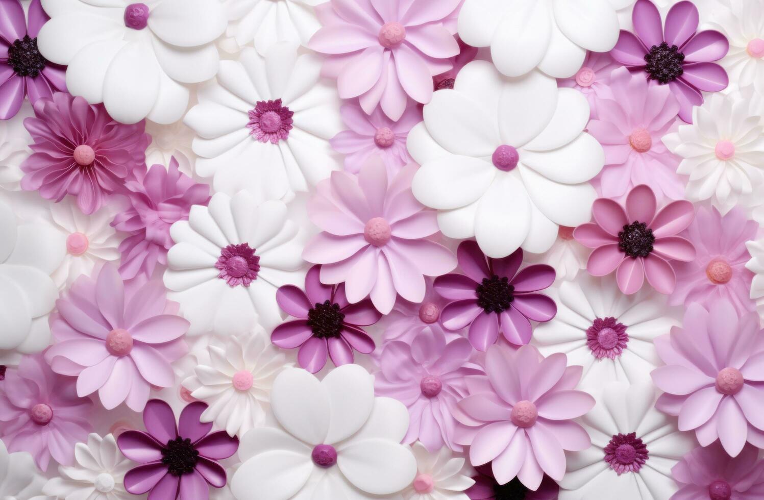 AI generated flowers are arranged on top of a white background photo