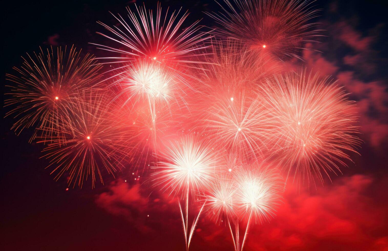 AI generated fireworks explode into the sky, photo