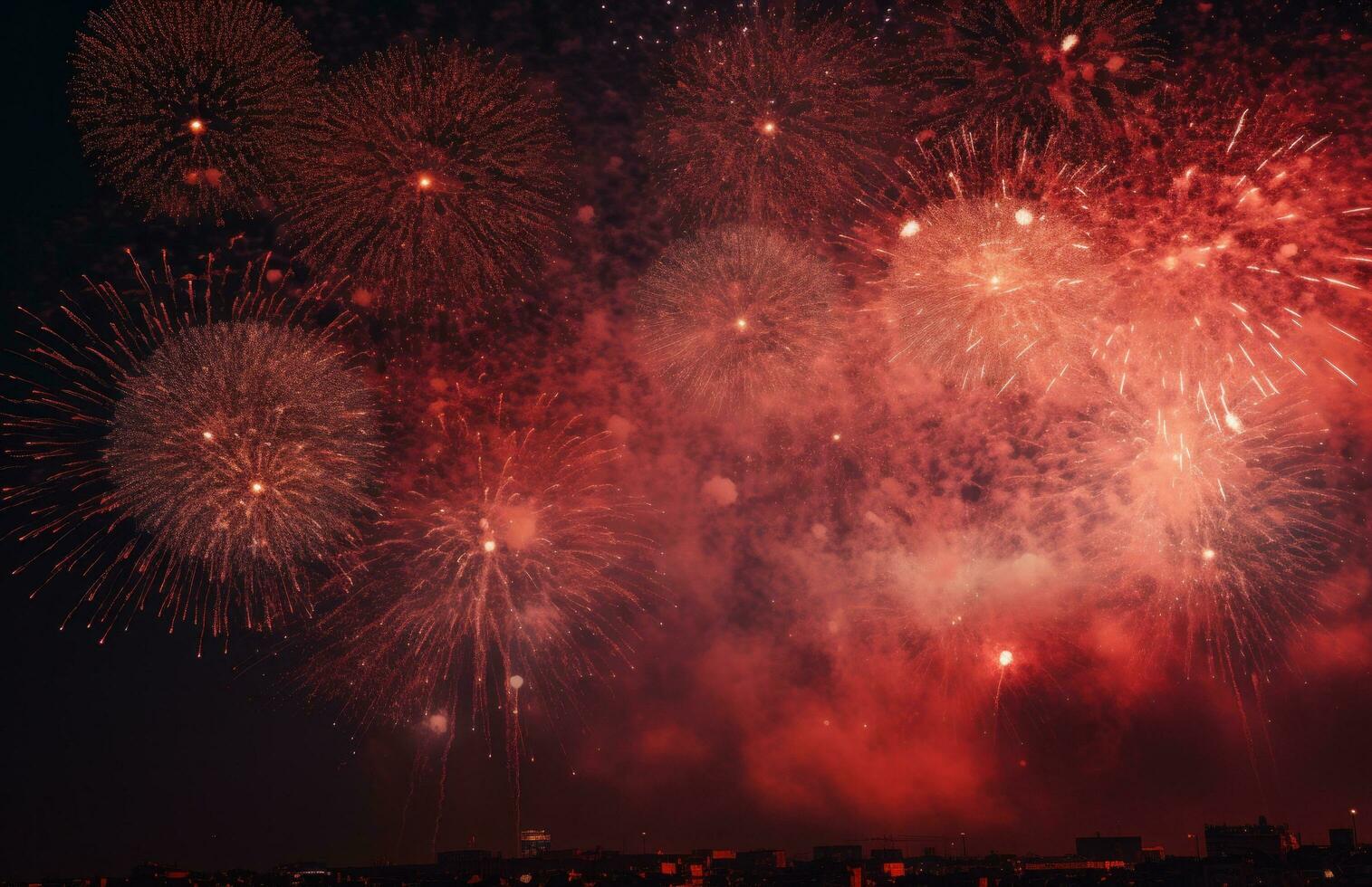 AI generated fireworks are celebrating the new year around the world, photo