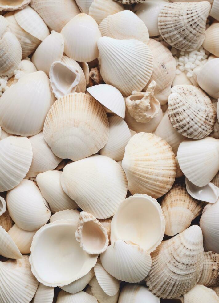 AI generated an image of a large group of sea shells photo