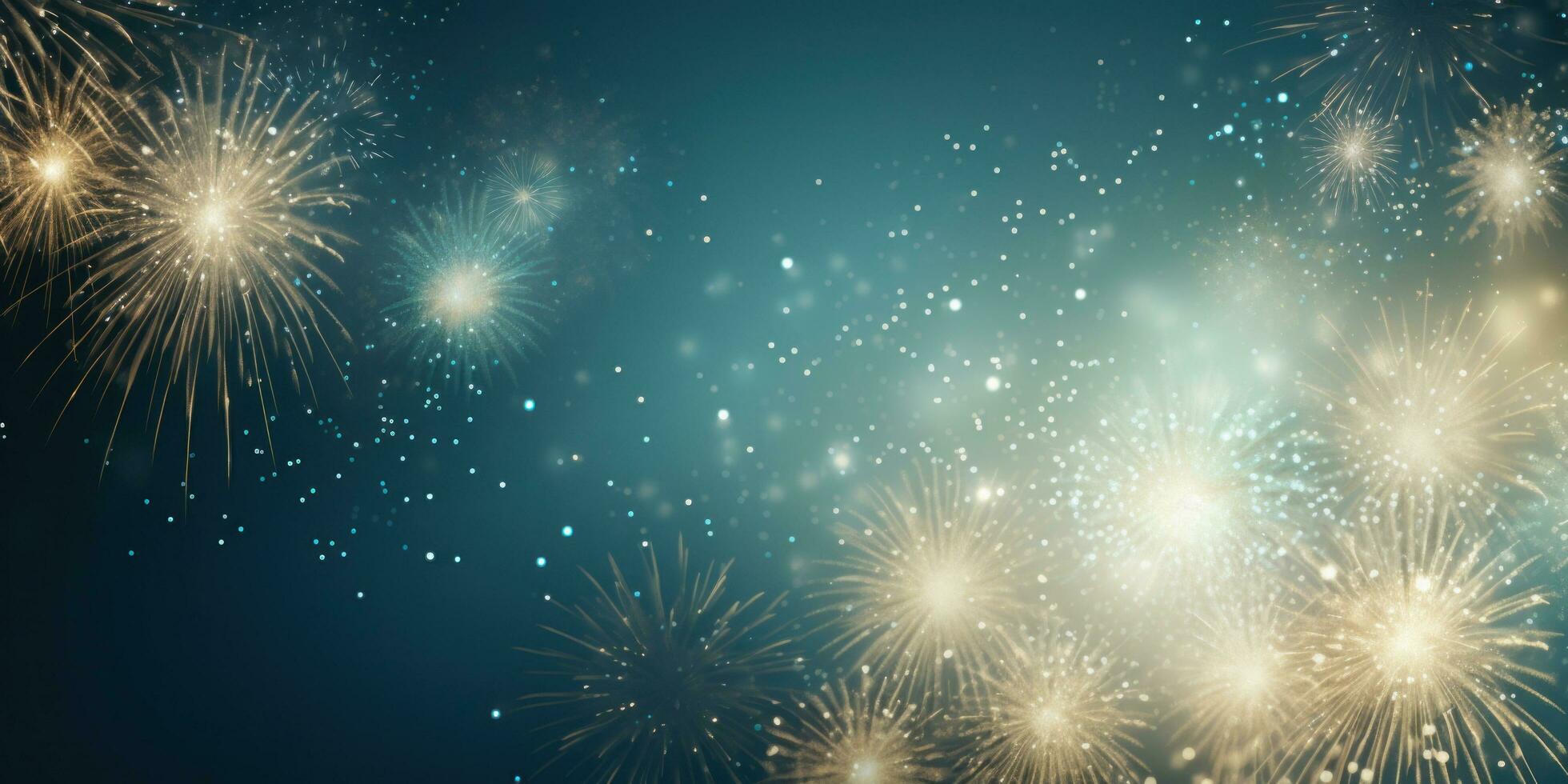 AI generated firework in the sky background with blue lights, photo