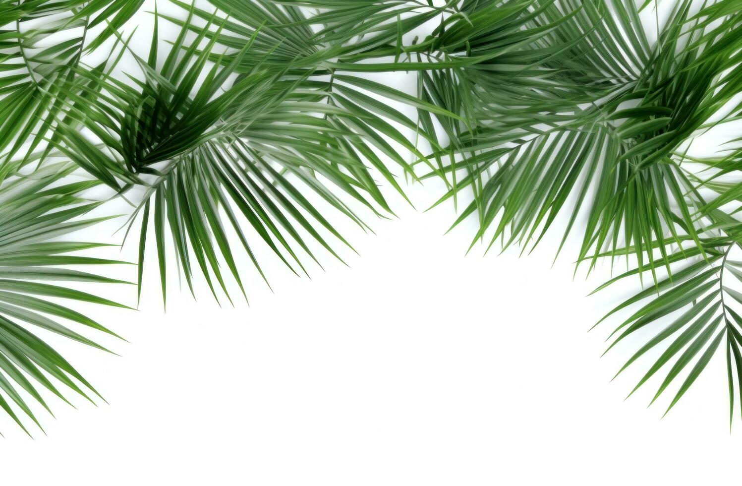 AI generated palm leaves on white background. photo