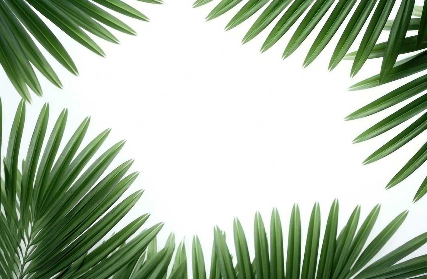 ai generado palma hojas en blanco antecedentes. foto