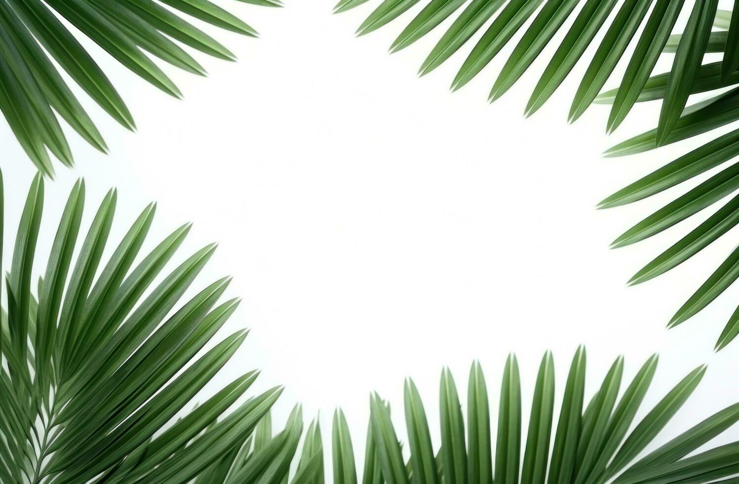 AI generated palm leaves on white background. photo