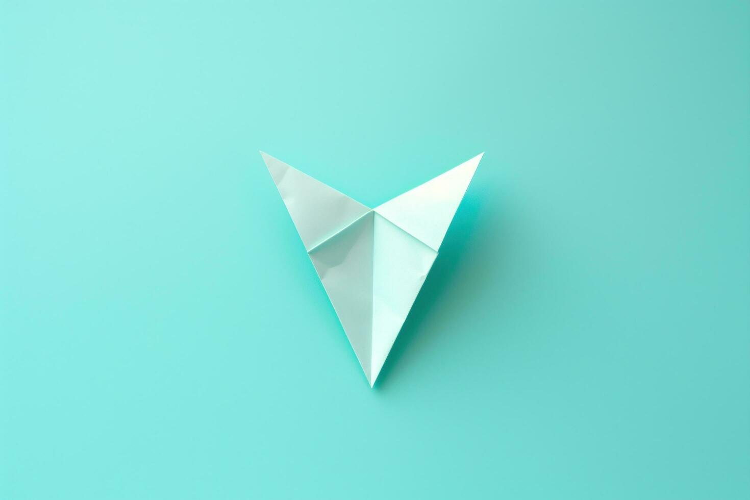 AI generated paper airplane isolated on pale turquoise photo