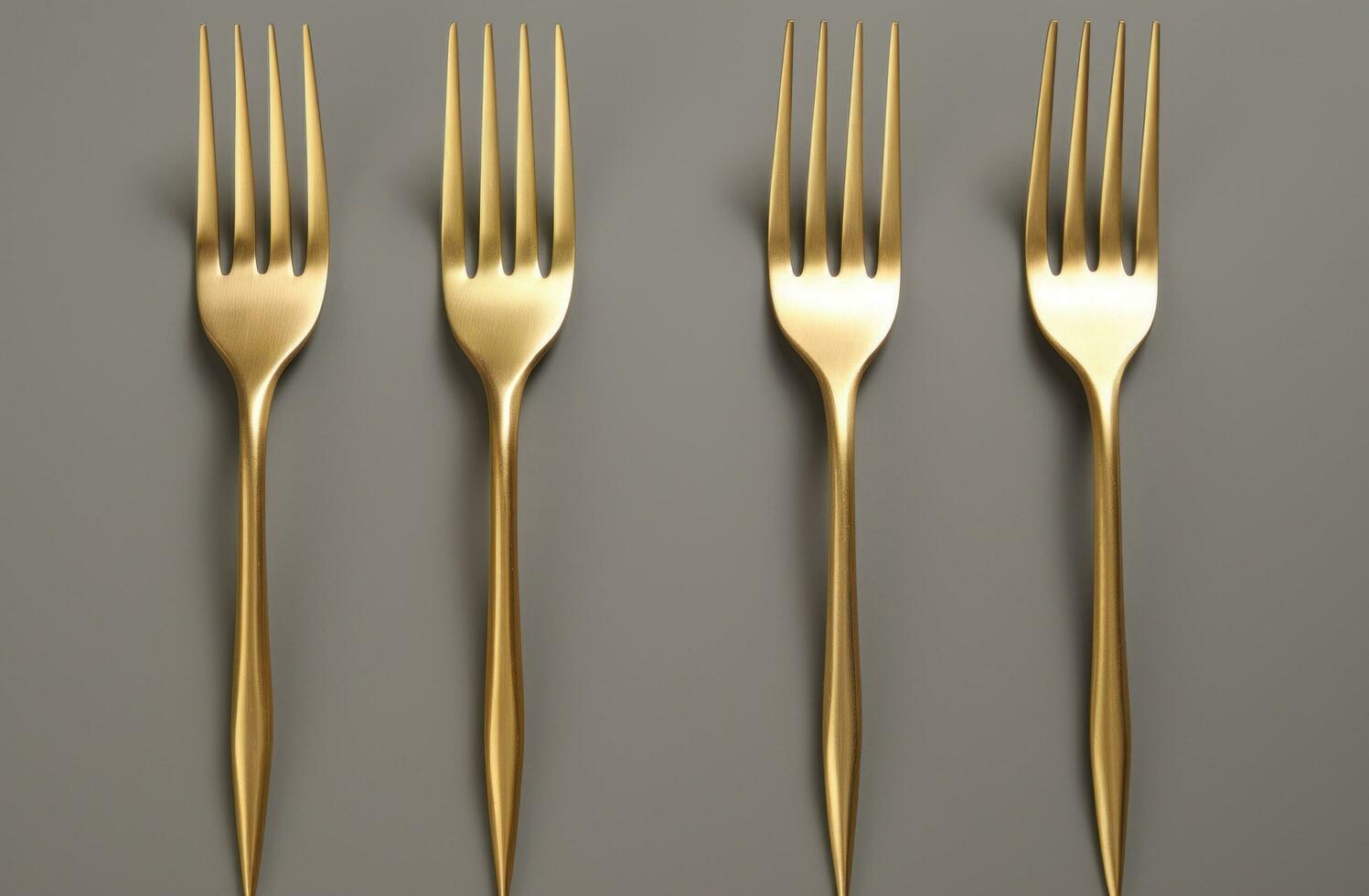 AI generated three gold forks and forks i photo