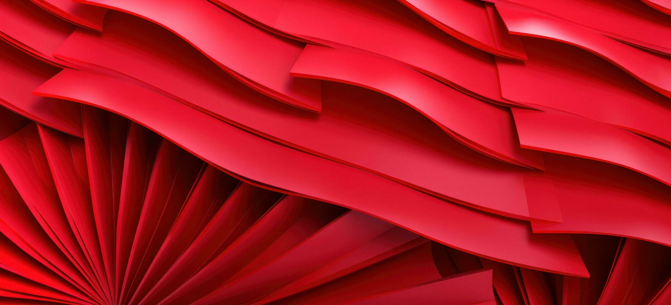 ai generado sakura ventilador de doblada origami papel en rojo antecedentes foto