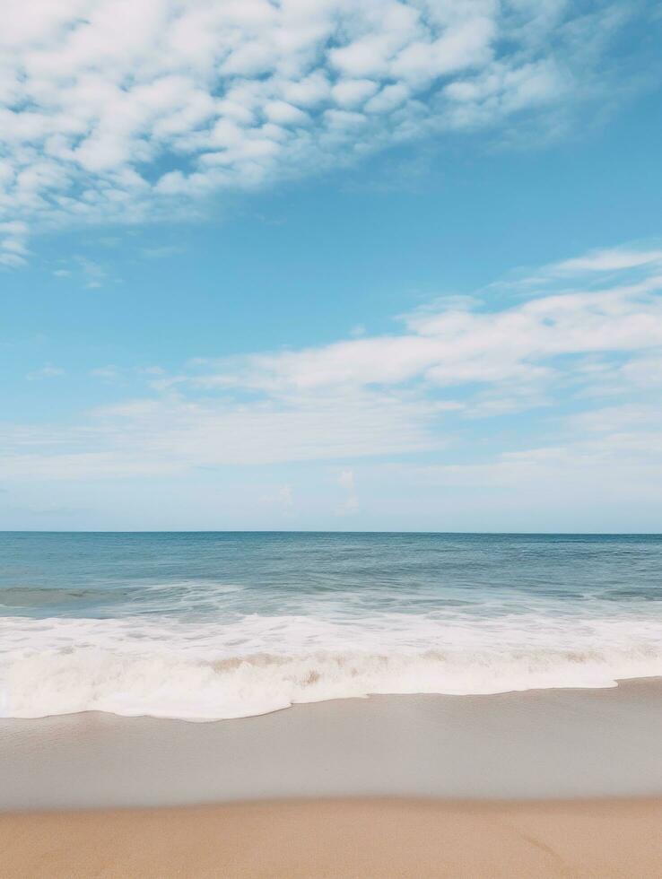 AI generated the beach view on a blue sky day, photo