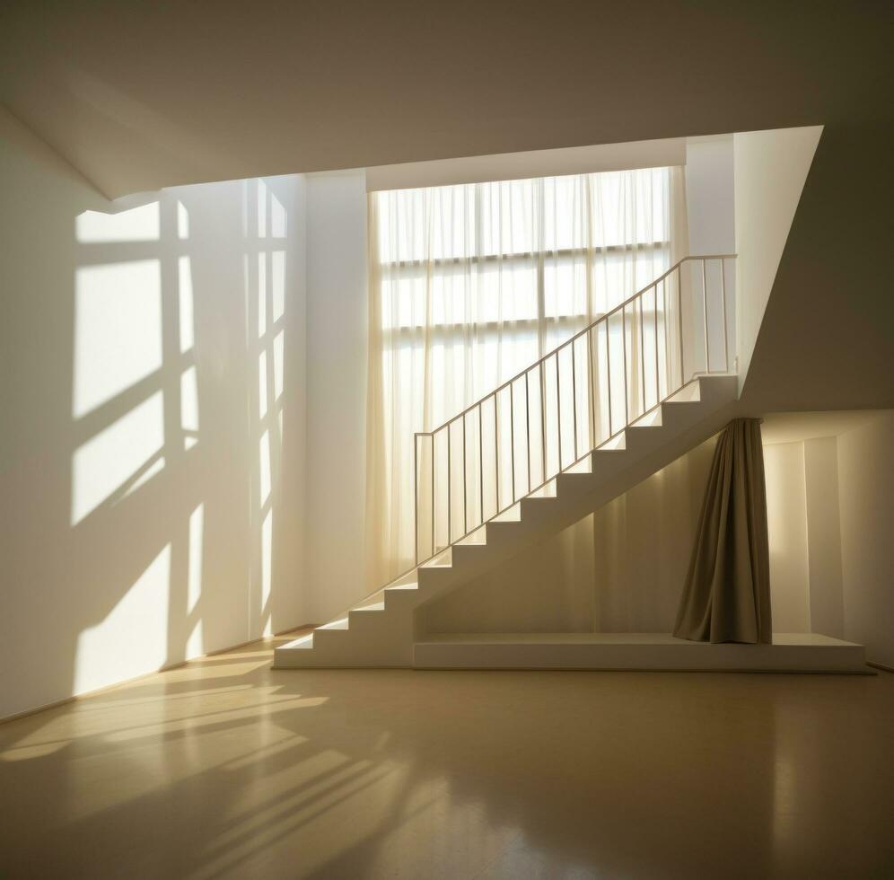 AI generated stairs and window into a room, photo