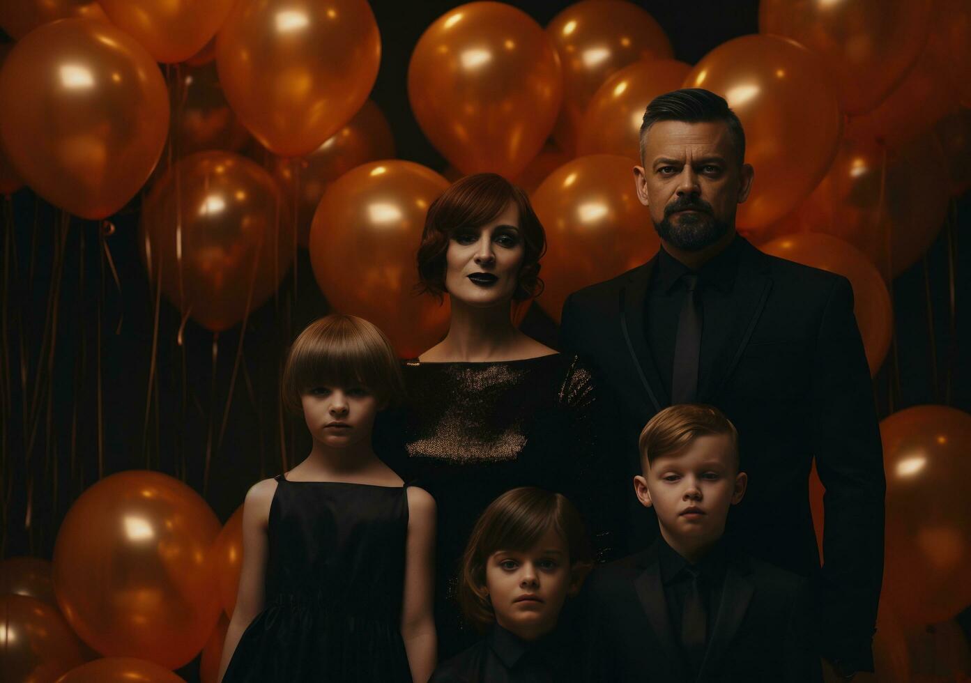 AI generated the family standing in front of balloons photo