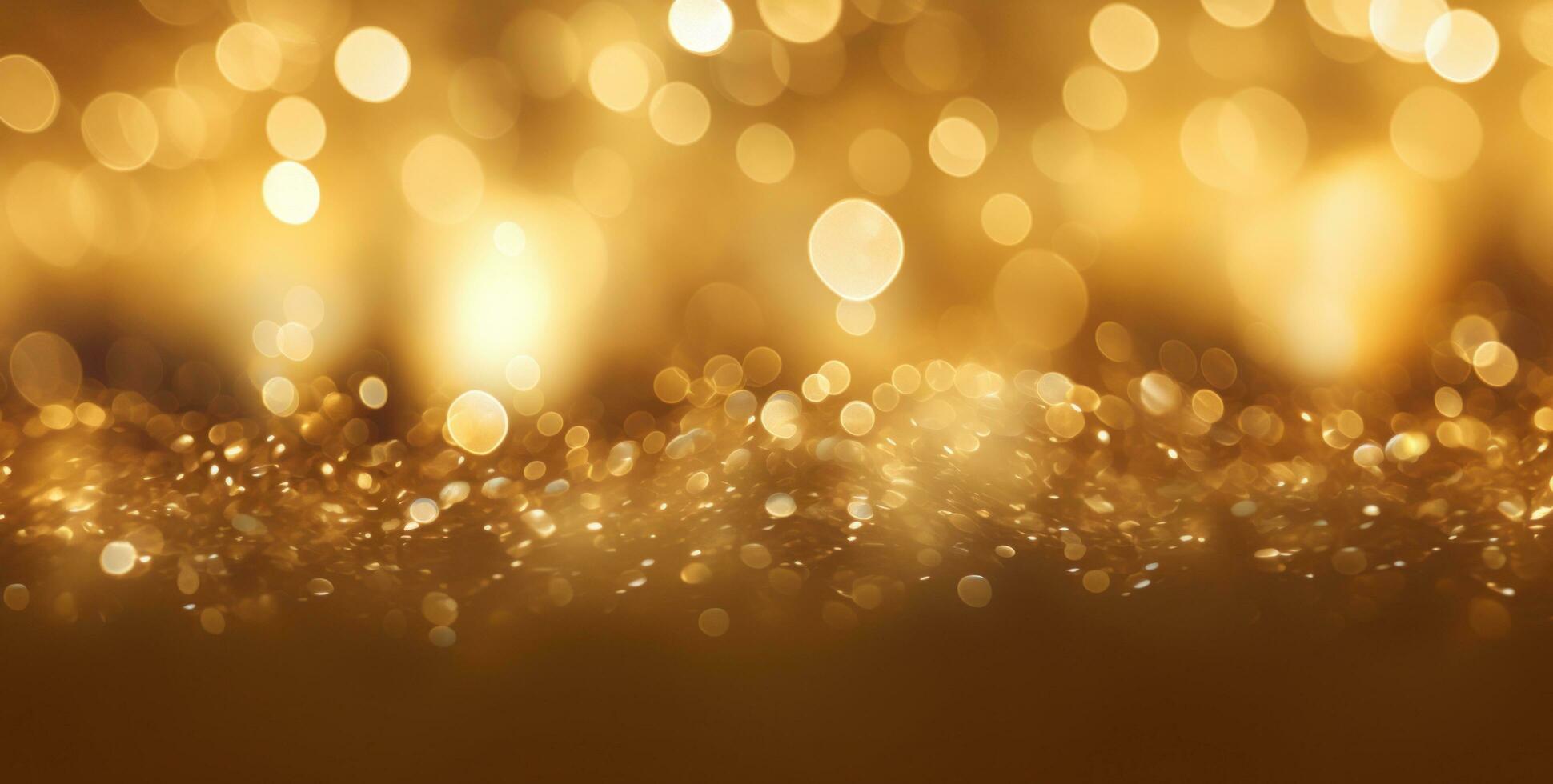 AI generated sparkle blurred golden sparkle bokeh background, photo