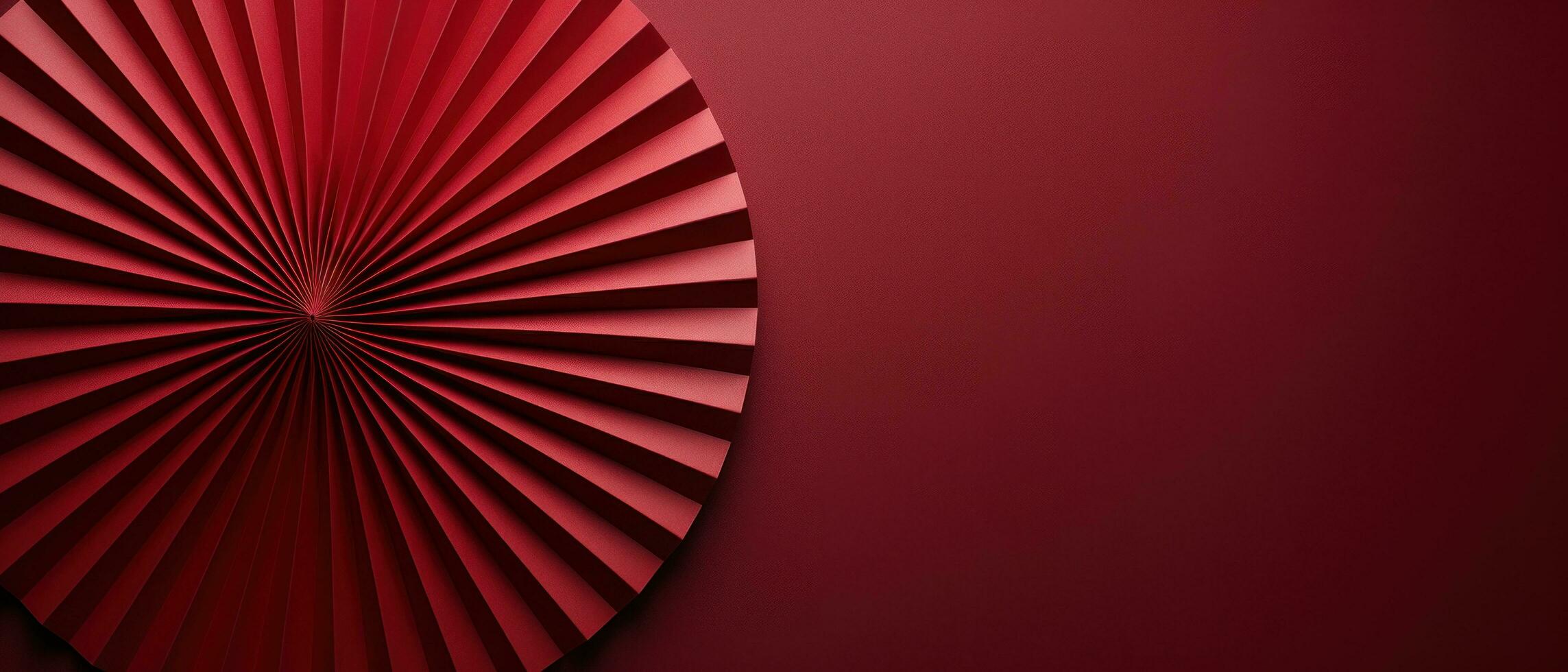 AI generated red paper fan flower on red background photo