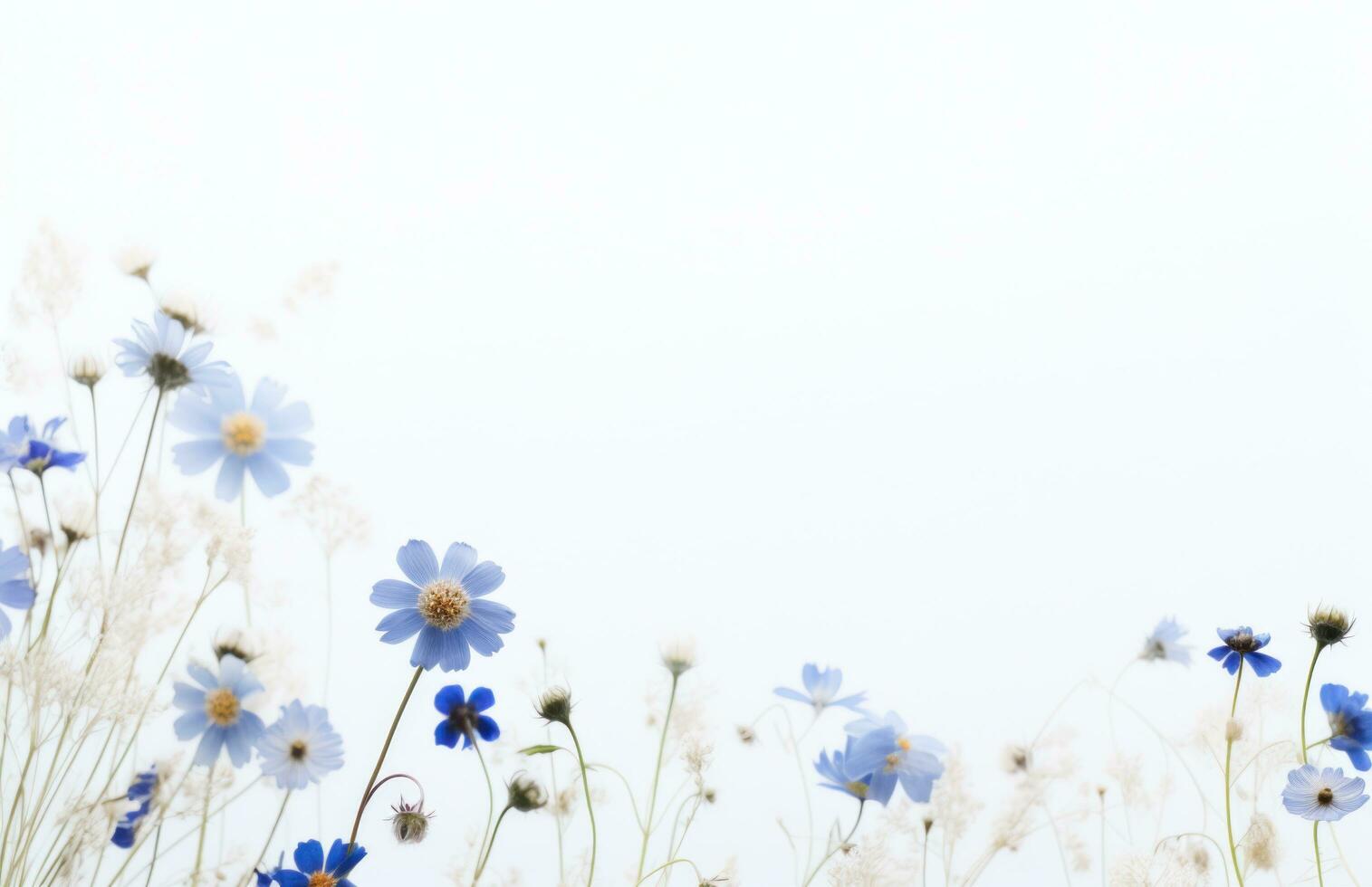 AI generated wild flowers isolated background on white photo
