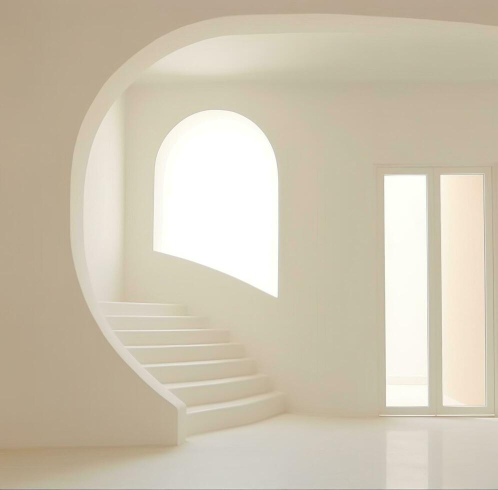AI generated stairs and window into a room, photo