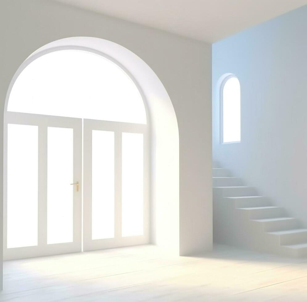 AI generated stairs and window into a room, photo
