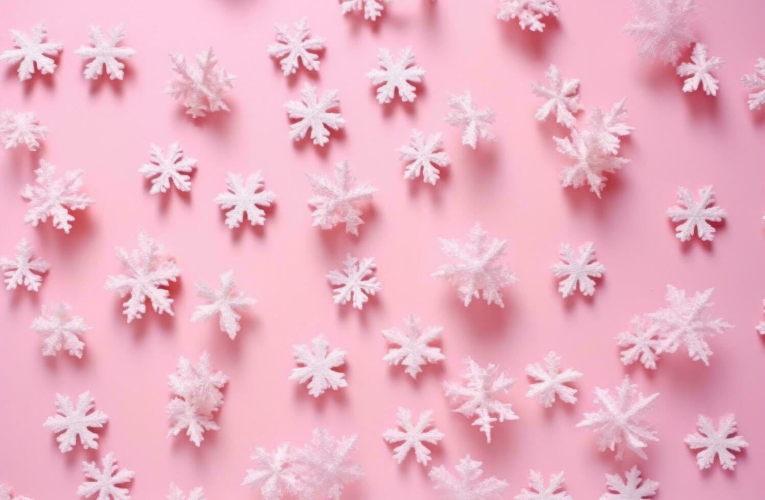 AI generated snow flakes on a pink background photo