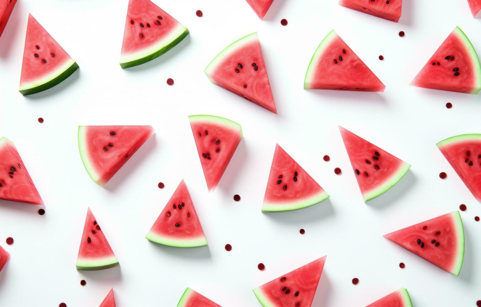 AI generated slices of watermelon and greens are laid out in a circle, photo