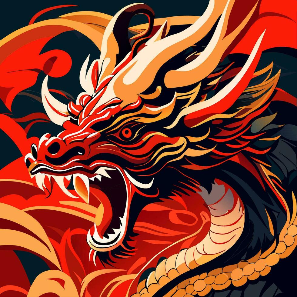 AI generated Dragon head vector design abstract dragon