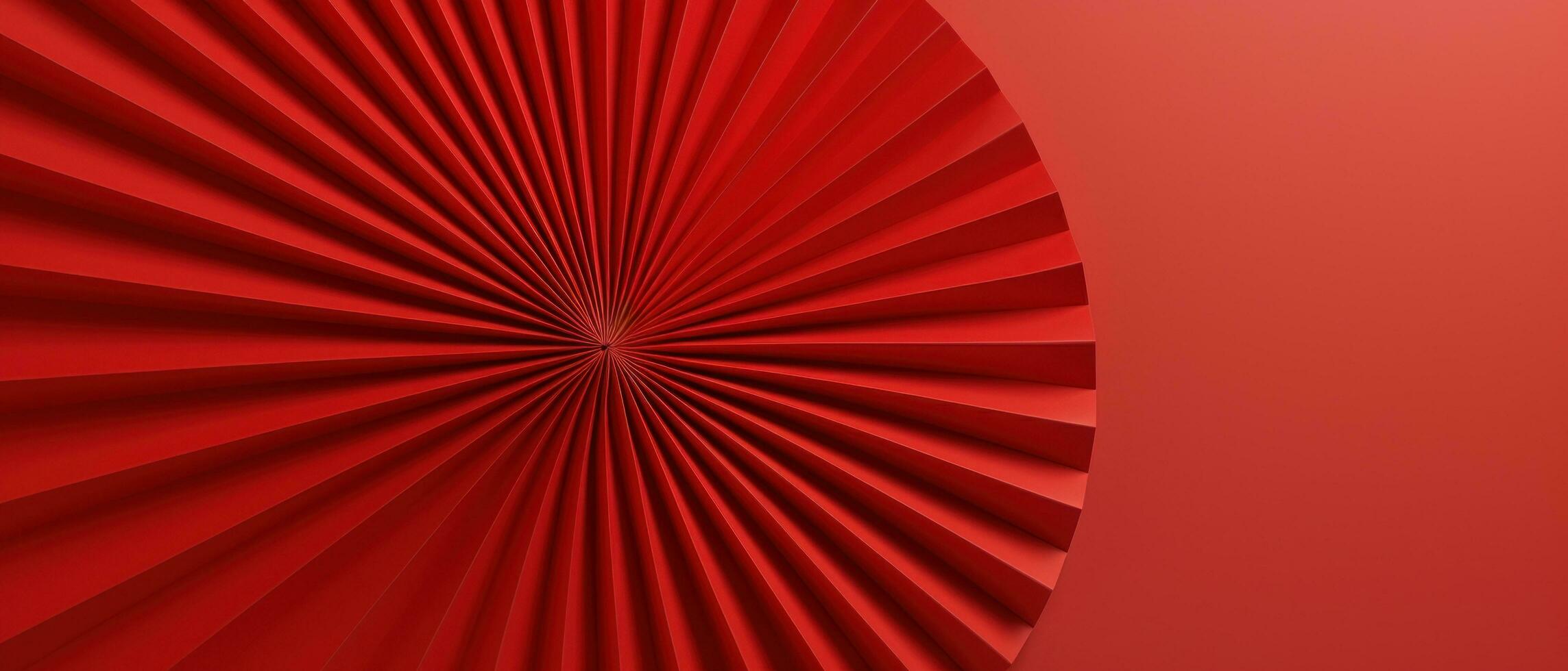 AI generated red paper fan flower on red background photo