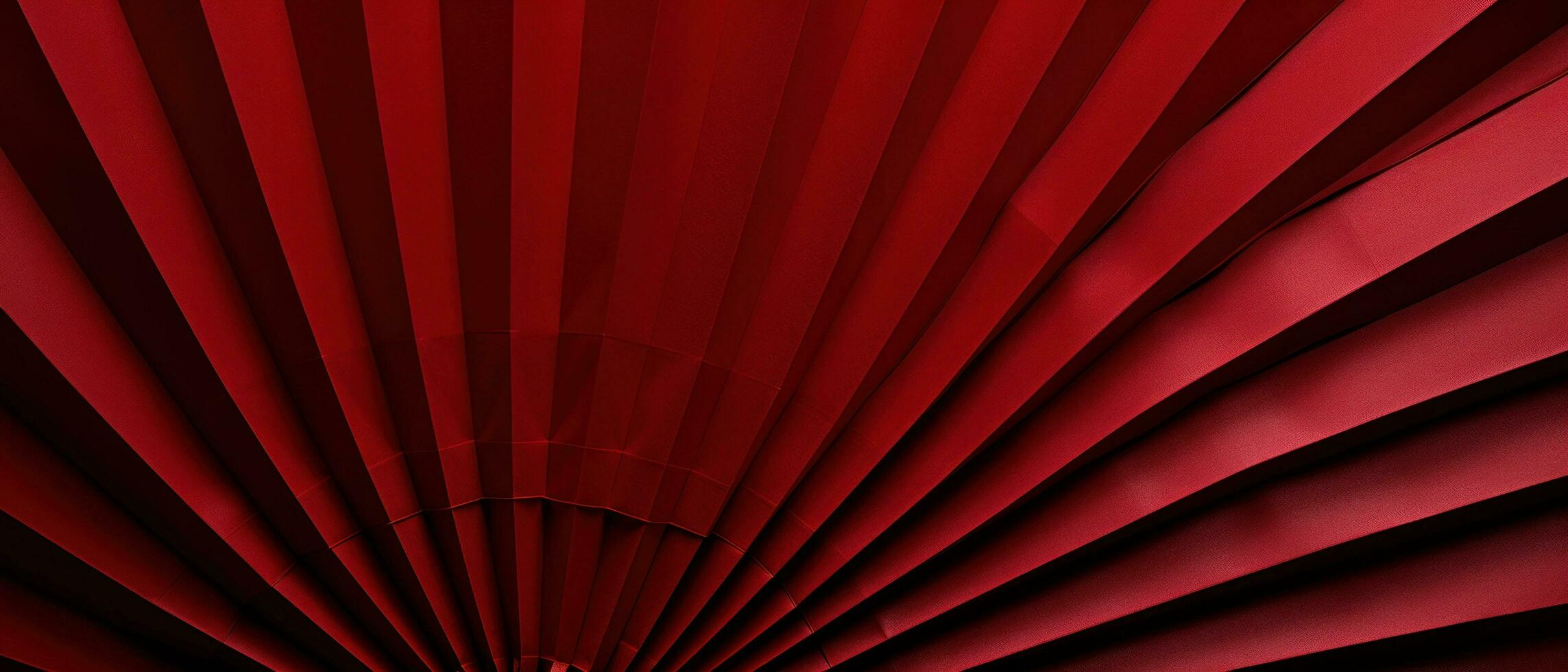 AI generated red paper fan flower on red background photo