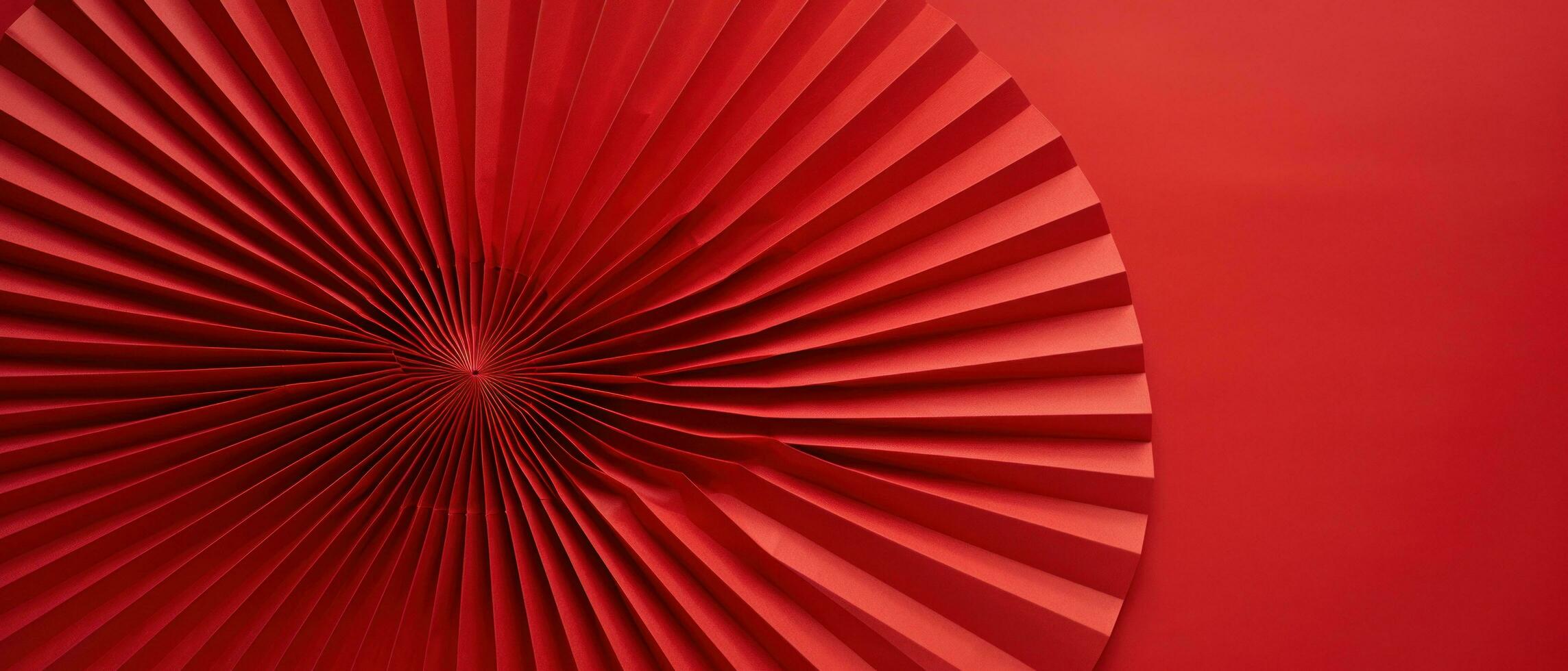 AI generated red paper fan flower on red background photo