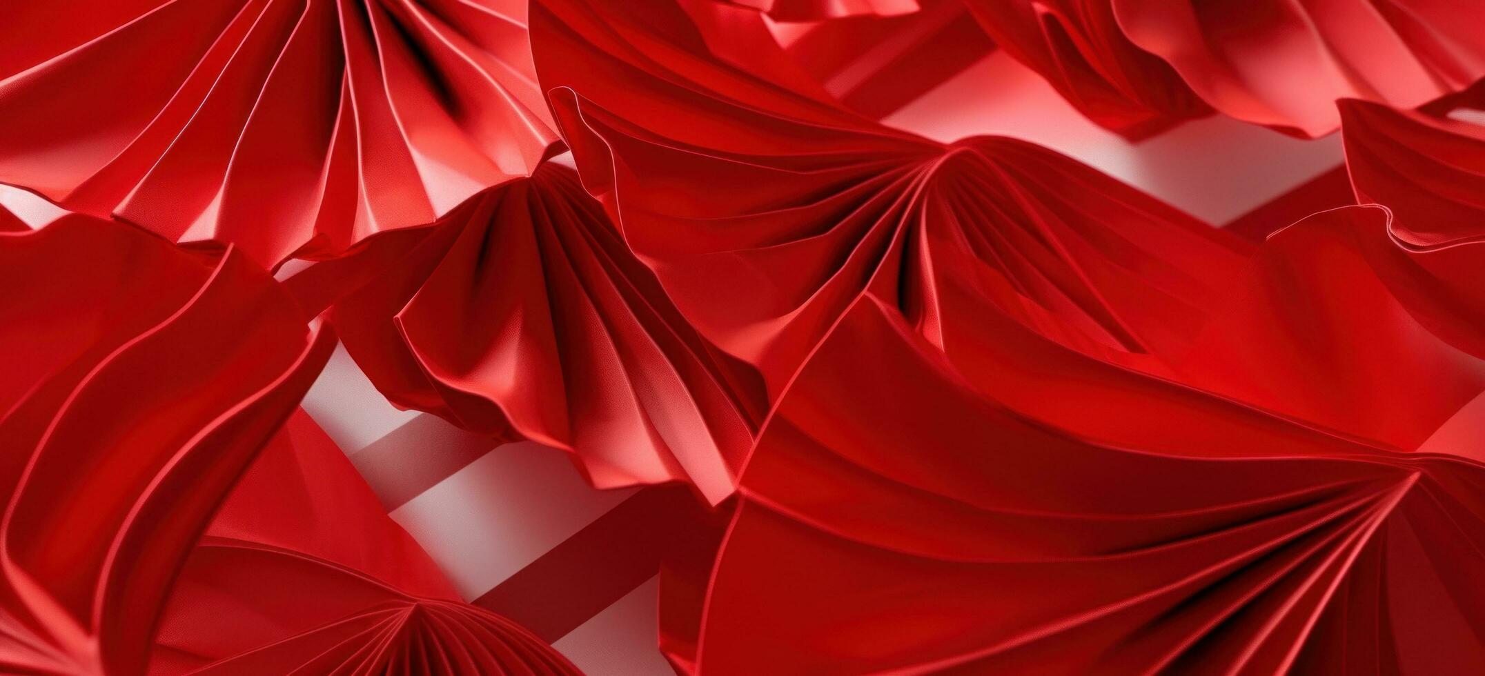 AI generated sakura fan of folded origami paper on red background photo