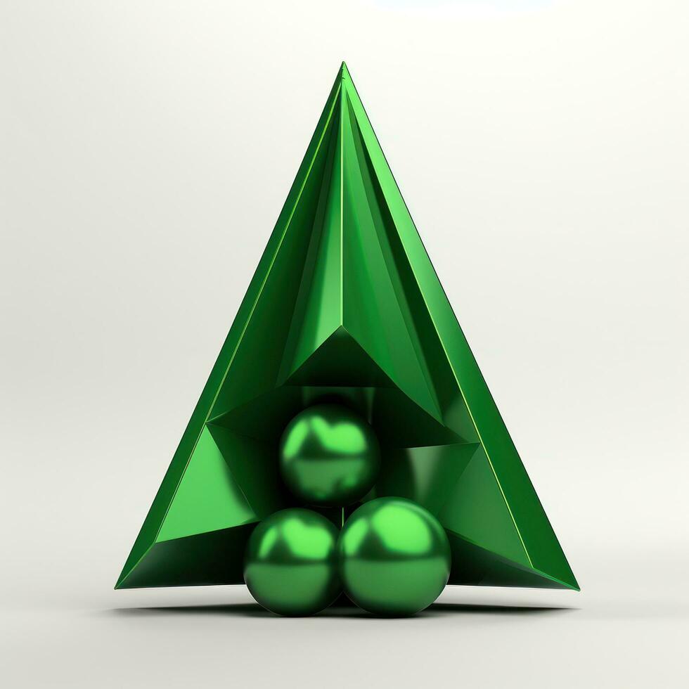 ai generado verde 3d modelo Navidad árbol en el verde foto