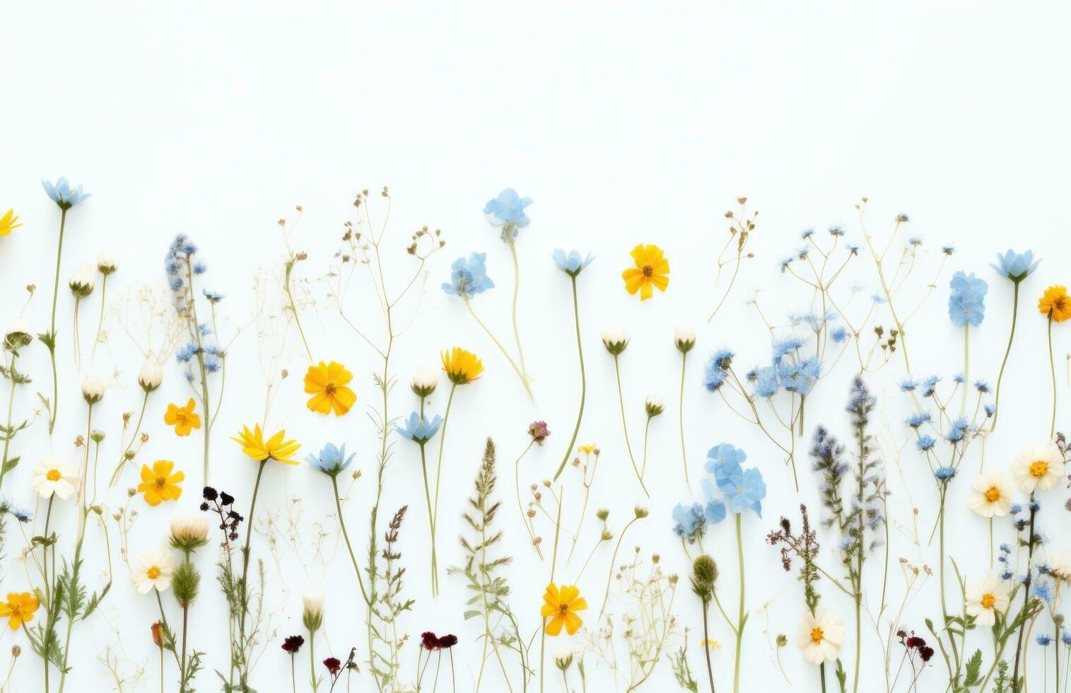 AI generated wild flowers isolated background on white photo