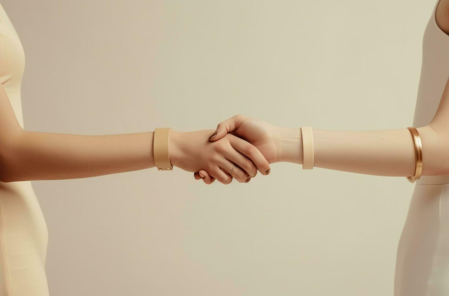 AI generated two women hold their wrists and use a wristband, photo