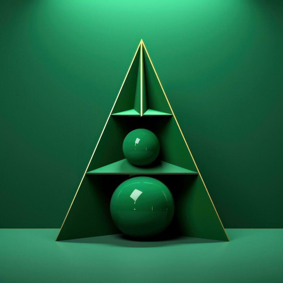 AI generated green 3d model christmas tree in the green photo